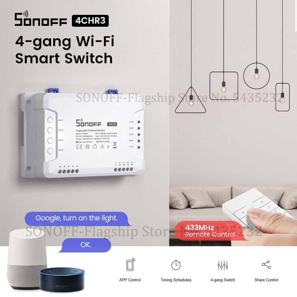 Smart Light Switch Wifi - Itead SONOFF 4CH R3 Wifi Remote