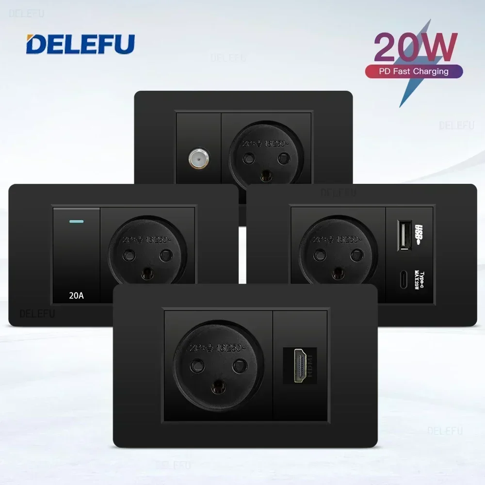 Smart Light Switch Wifi - DELEFU Hitam PC tahan api USB