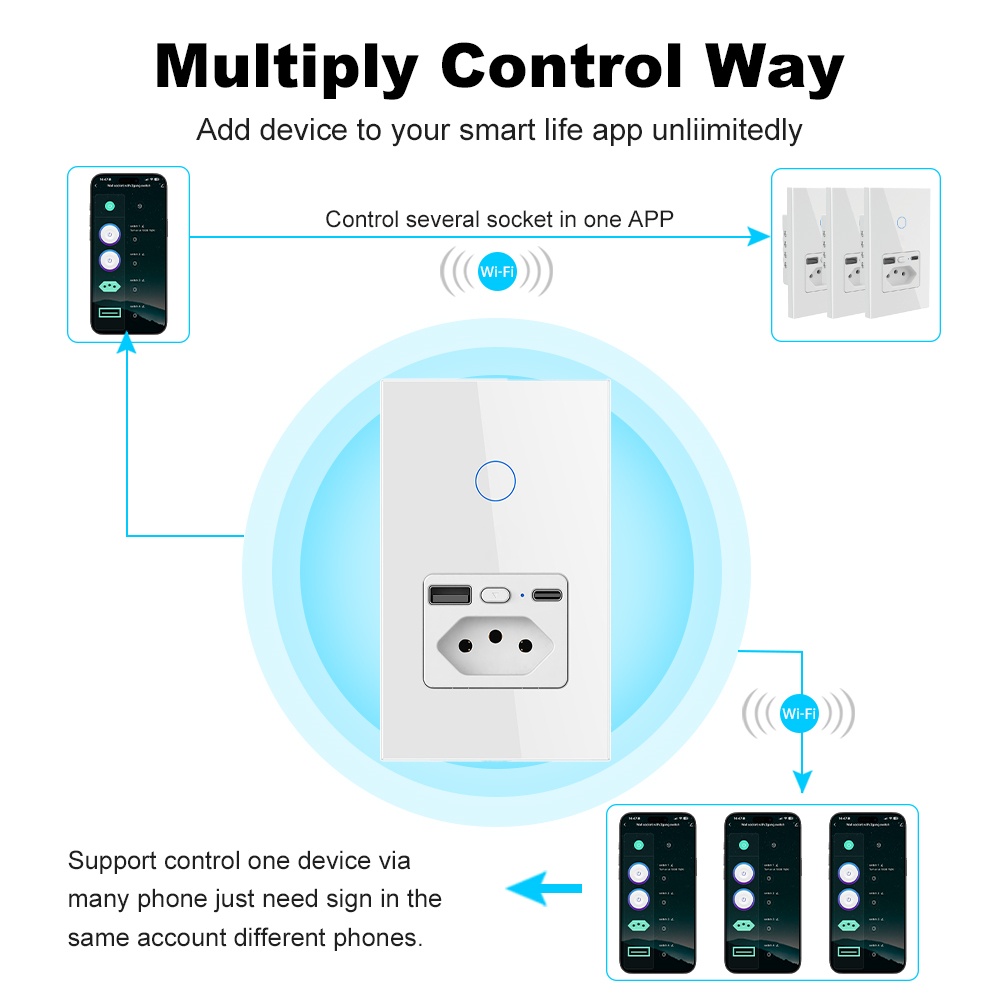 Manhot WiFi 16A Soket Brasil d - Smart Light Switch Wifi ulasan dan harga