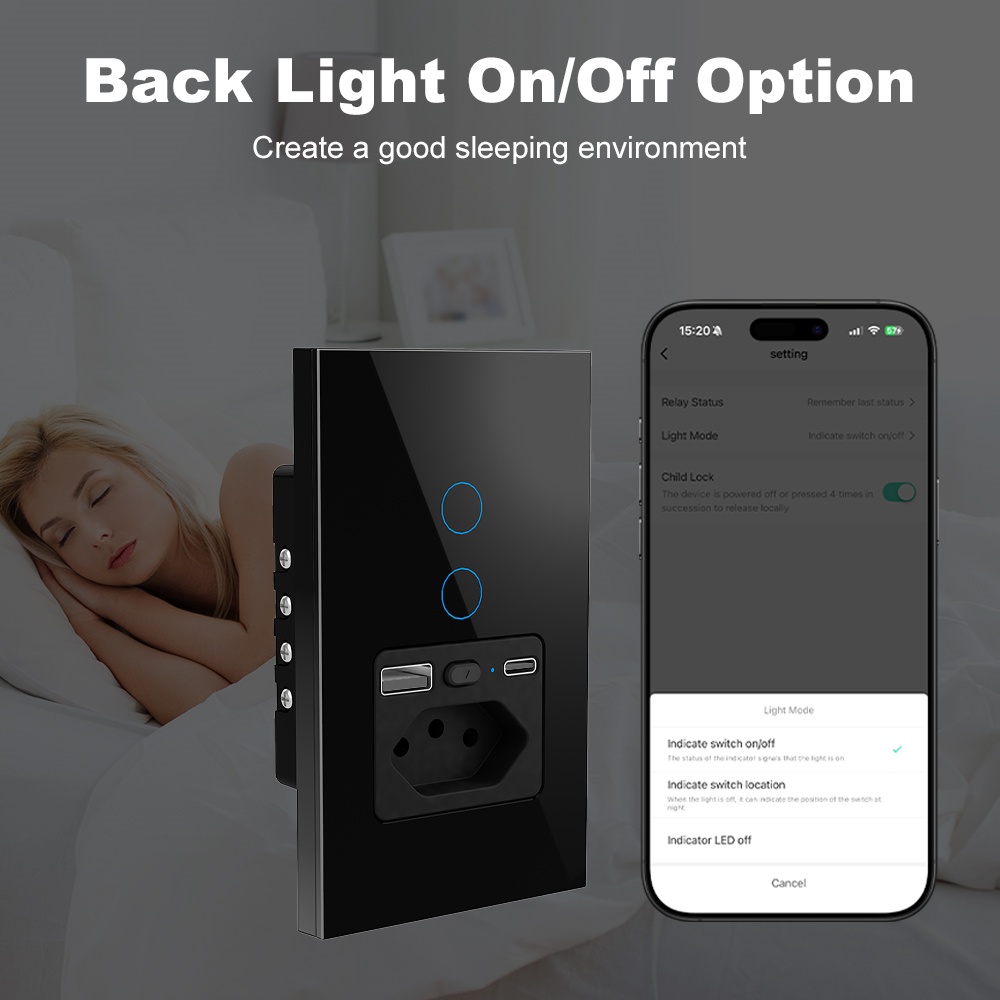 Manhot WiFi 16A Soket Brasil d - Smart Light Switch Wifi ulasan dan harga